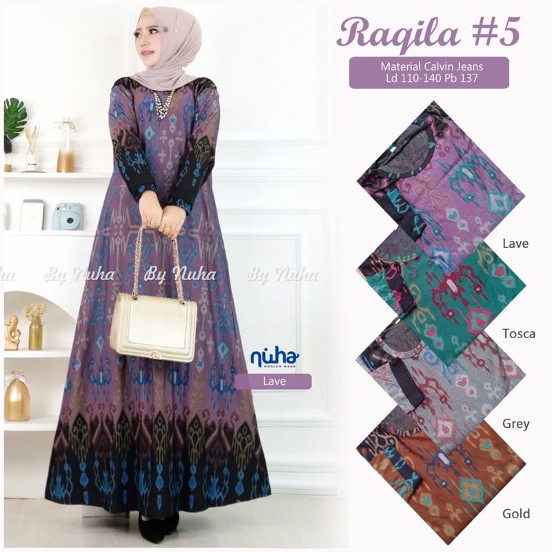 Raqila 5 - Gamis Calvin Jeans Terbaru LD110+ Jumbo / 023-6988