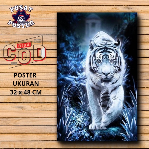 POSTER MACAN PUTIH - FOTO MACAN PUTIH - POSTER HEWAN - POSTER DINDING - HIASAN DINDING - PAJANGAN DI