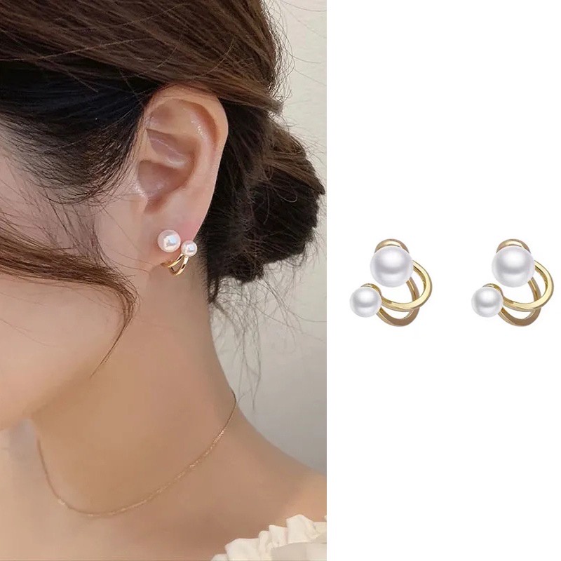 Anting Stud S925 Silver Needle Aksen Mutiara Gaya Korea Untuk Wanita