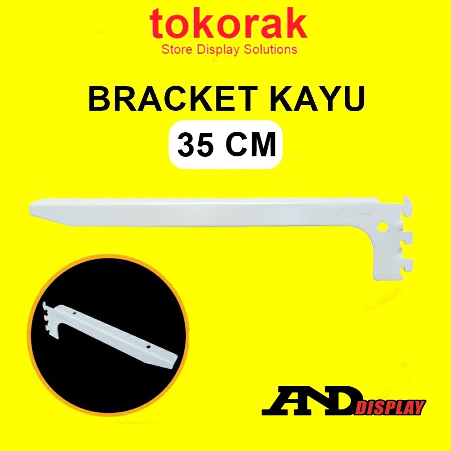 DAUN AMBALAN BRACKET KAYU 35 CM PUTIH PENYANGGA RAK BRAKET ANDDISPLAY