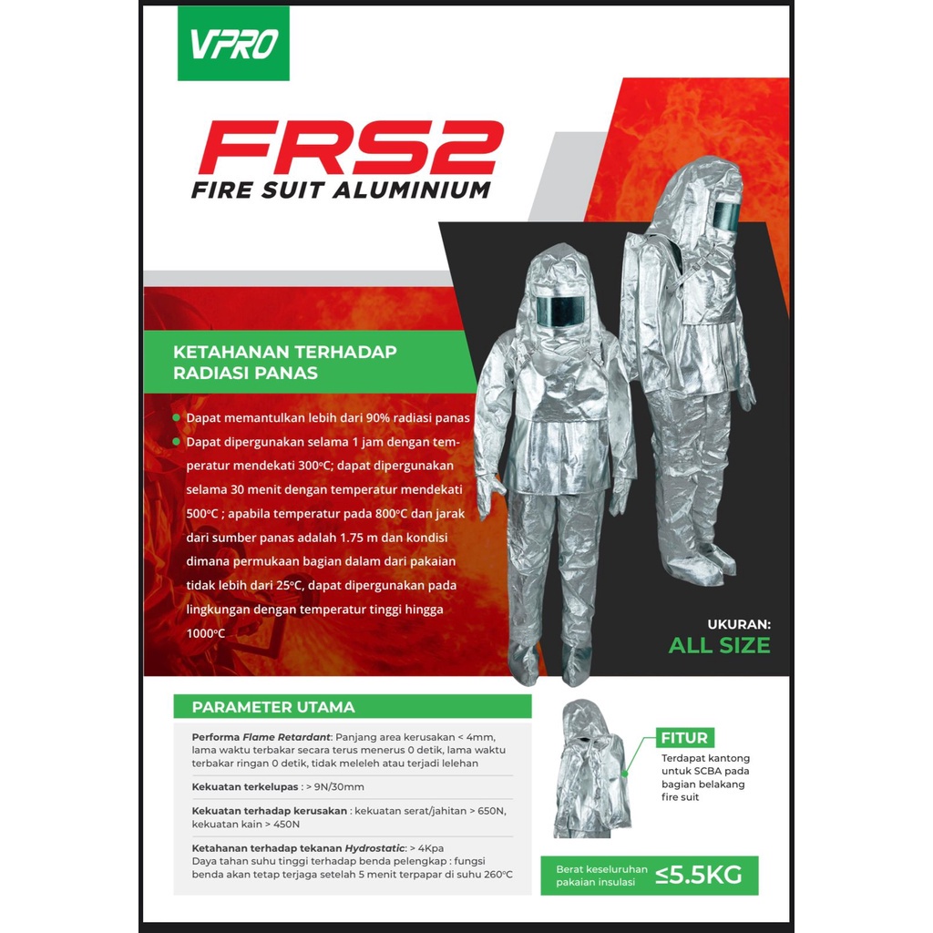 Vipro Baju jubah aluminized baju fire tahan panas set baju pemadam
