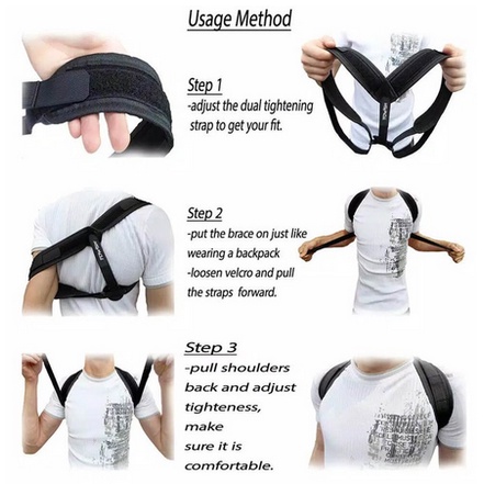 READY STOCK SABUK POSTURE CORRECTOR SEGI3 PENYANGGA PUNGGUNG DAN LEHER ORIGINAL