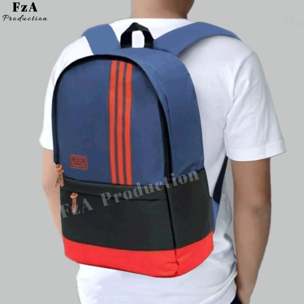 FzA Official - Tas Ransel Gendong Laptop Distro Sekolah Kuliah Pria Wanita Backpack Original Tas Punggung Laptop - Navy Red LN