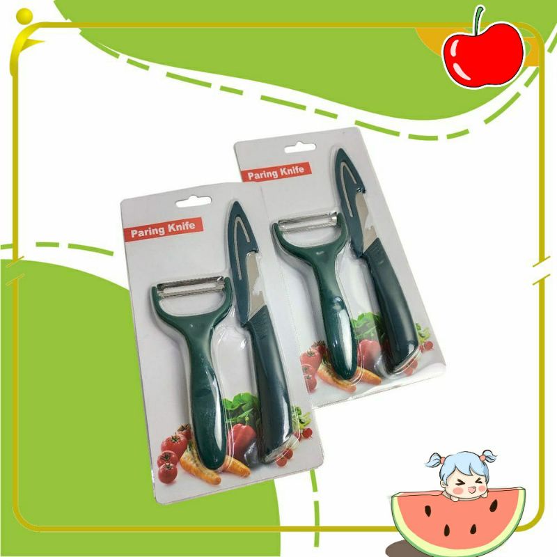 ~ PIYOSHI08 ~ Pisau Buah Set 2in1 Peralatan Dapur Kitchen Peeler Fruit Knife PD141