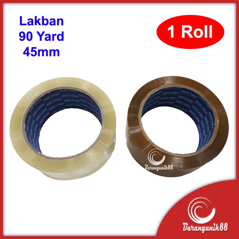 [90 Yard] Lakban 45mm Bening Putih Coklat Selotip Perekat OPP Packing Lem Daily Tape