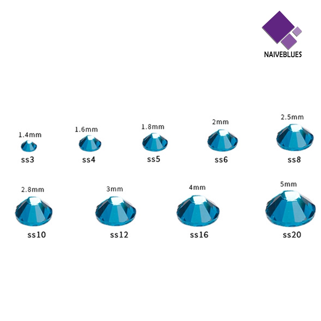 Naiveblue 1440Pcs / Kantong Berlian Imitasi Alas Datar Ringan Untuk Dekorasi Nail Art DIY