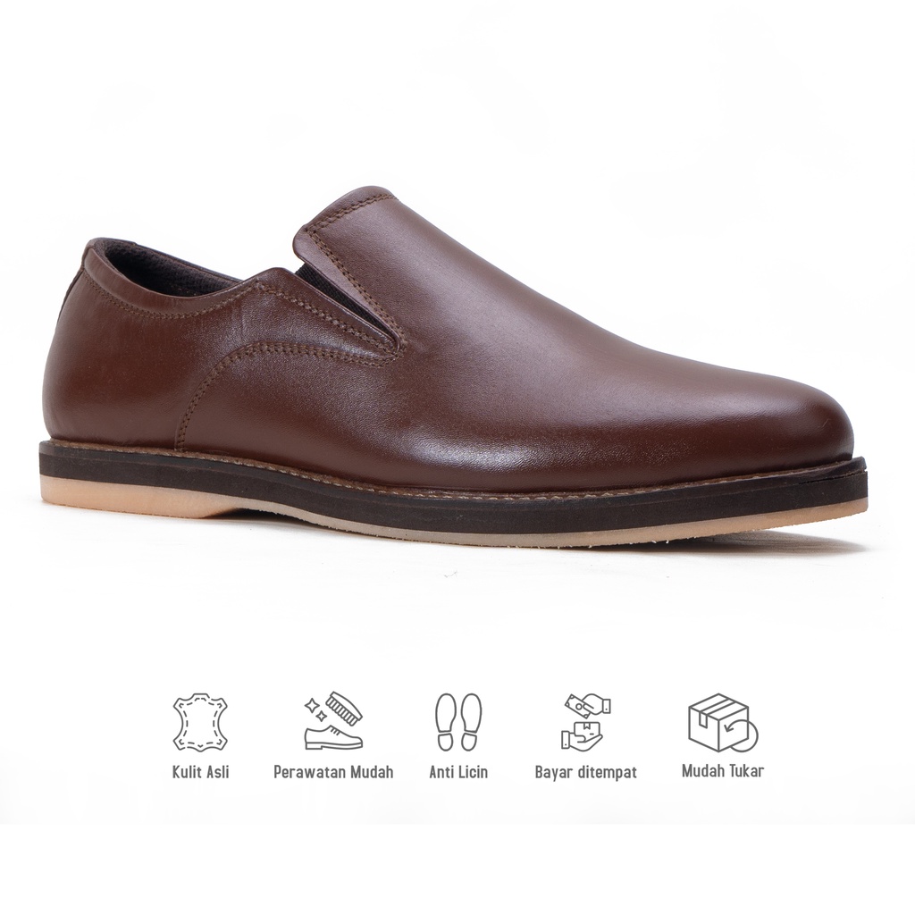 Sepatu Formal Pria Slip On Casual Kulit Asli Premium Fordza S.D336