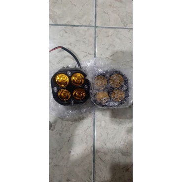 lampu LED tembak 4 mata mobil cahaya kuning