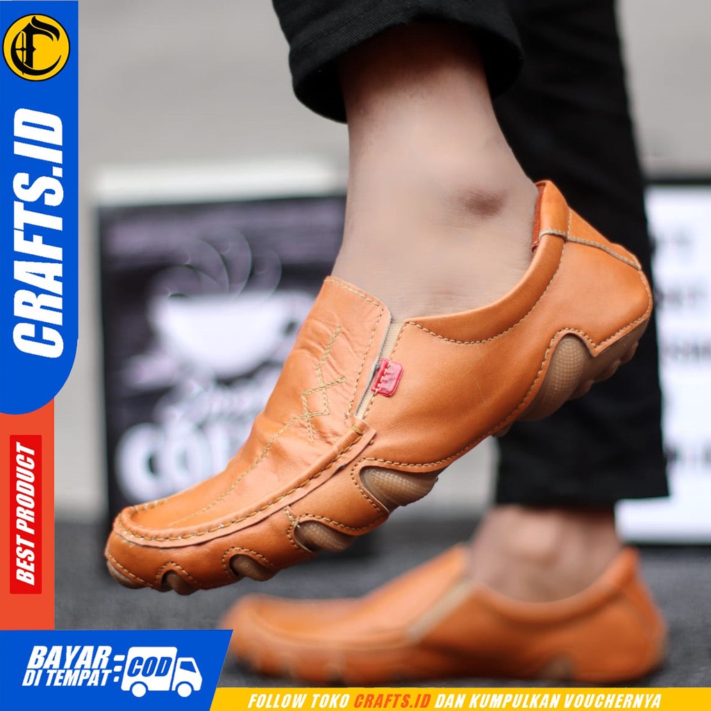 CRAFTS inzagi - Sepatu Pantofel Formal Kulit Asli Slop Kerja Pria