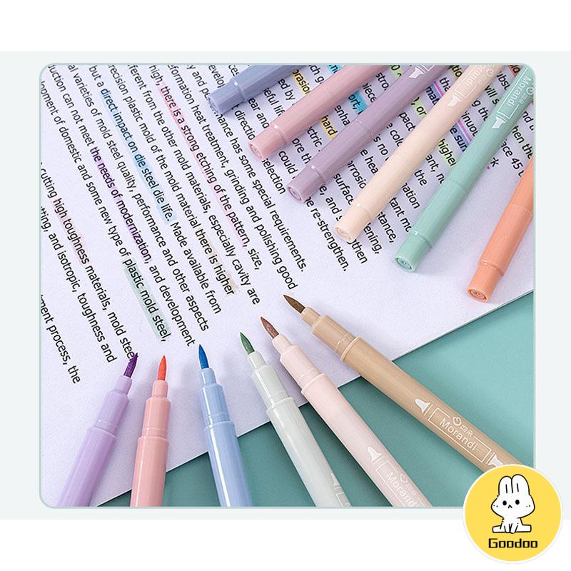 6PCS/Set Spidol Highlighter/ Colour Pen/ Journal Marker Pen/ Double Side Pen Sekolah Alat Tulis Murah -Doo