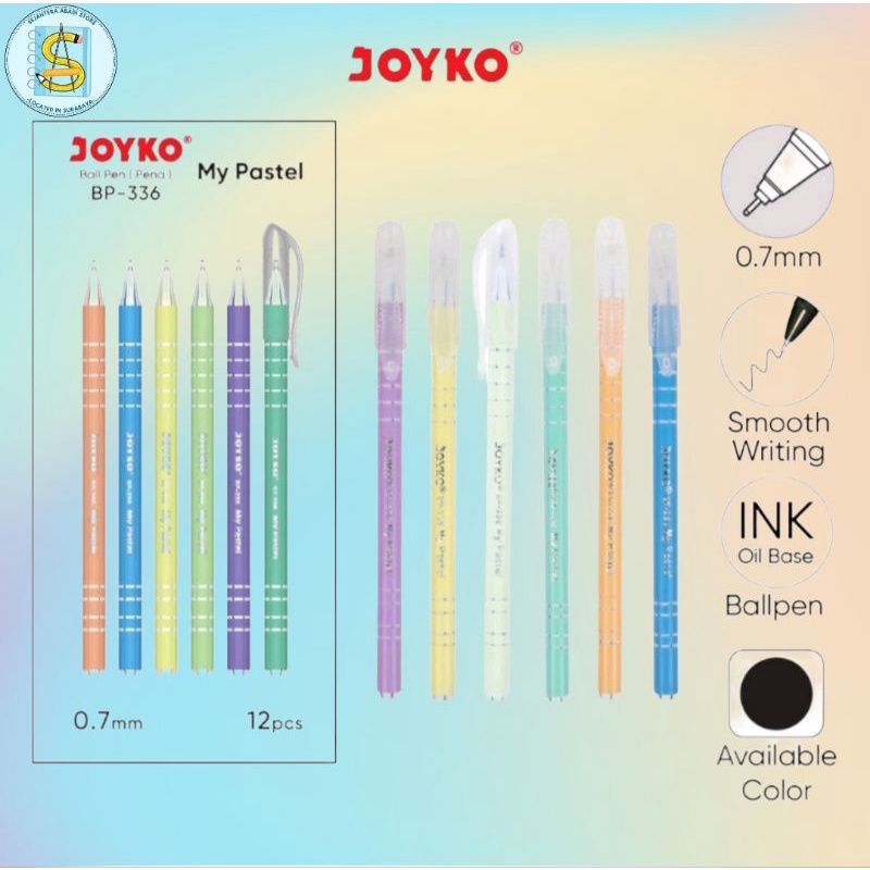 

BALL PEN PULPEN PENA JOYKO BP-336 MY PASTEL 0,7MM TINTA HITAM (LUSIN)