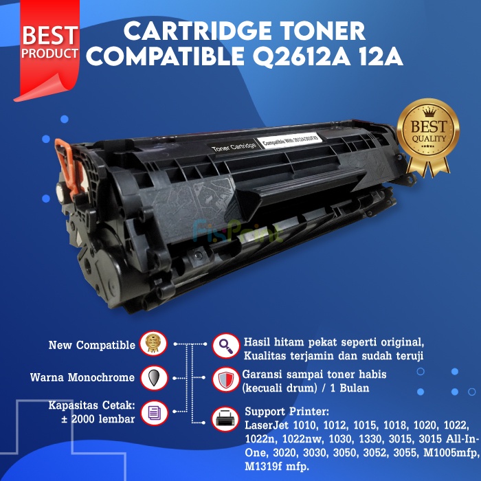 Cartridge Toner Compatible HP 12A Q2612A Printer Laserjet 1010 1020 1022 3050 M1005 M1319f 3055