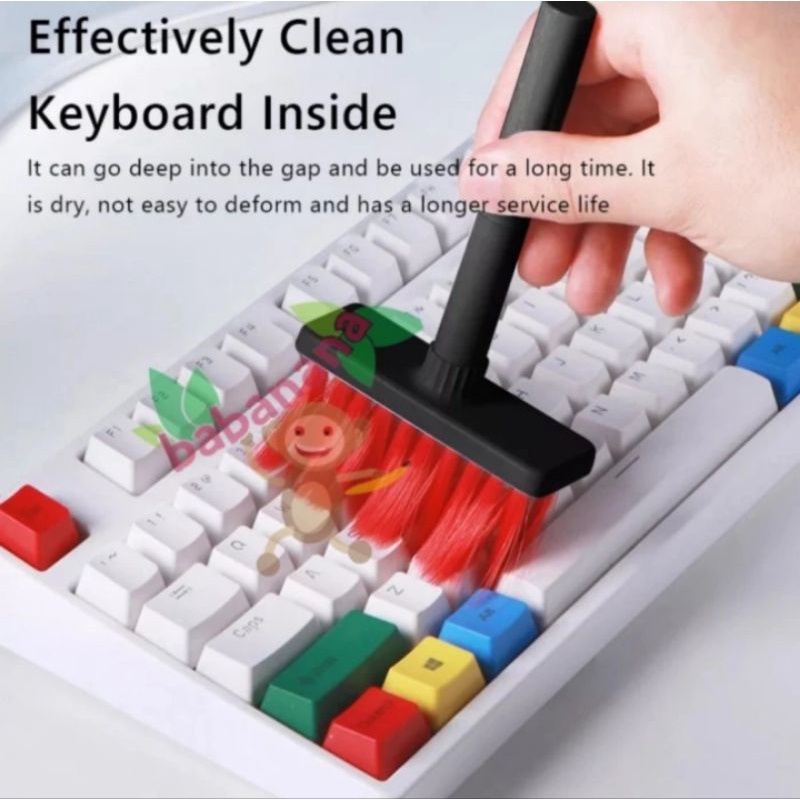 Sikat keyboard hitam merah cleaning set kit mechanical puller brush