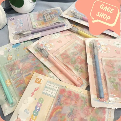 

paket sticker mini karakter cewe senmu dan pisau solatip lucu imut lakban keren elegan fancy atk imut bisa COD termurah import