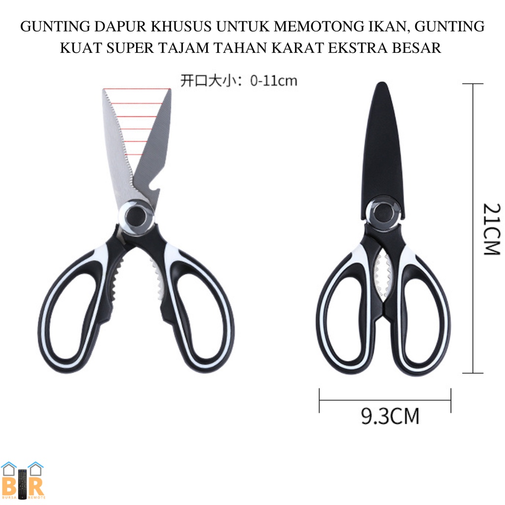 Gunting Dapur Stainlees Steel Serbaguna Multifungsi / Ikan / Ayam Daging / Kitchen Scissors