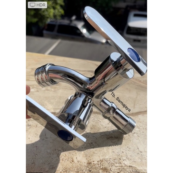 Kran cabang kran double kran mesin cuci + komplit fitting kuningan . keran double Double cabang