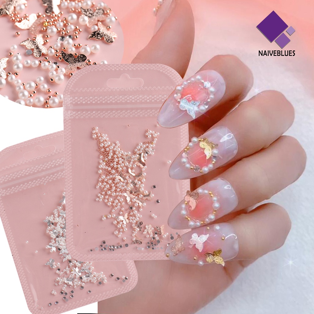 Naiveblue &gt; Hiasan Kupu-Kupu Bahan Metal Untuk Dekorasi Nail Art