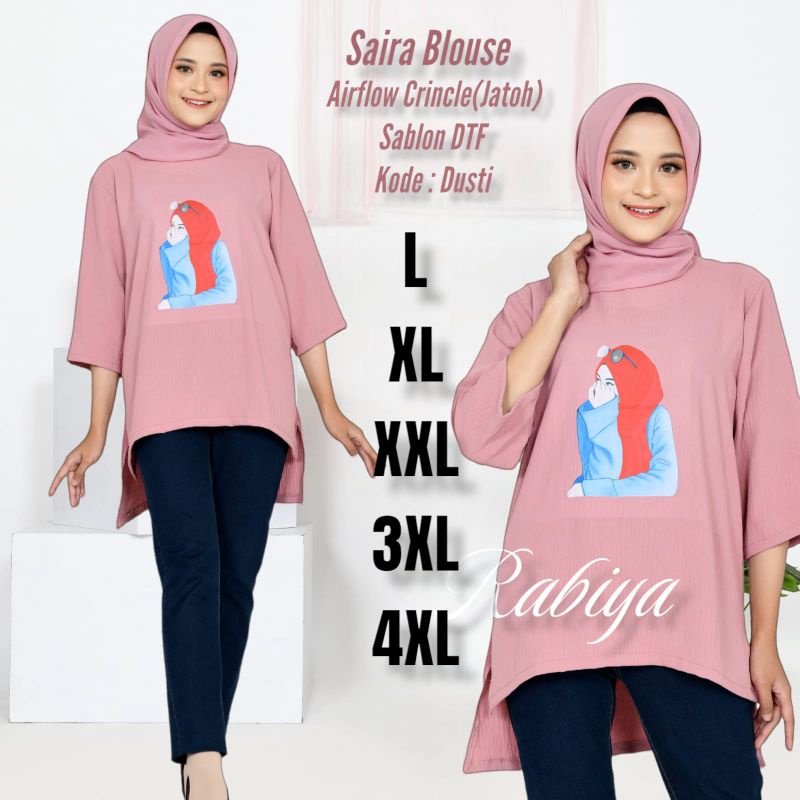 Atasan New  SAIRA BLOUSE SABLON  Big Size ukuran L XL XXL 3XL 4XL