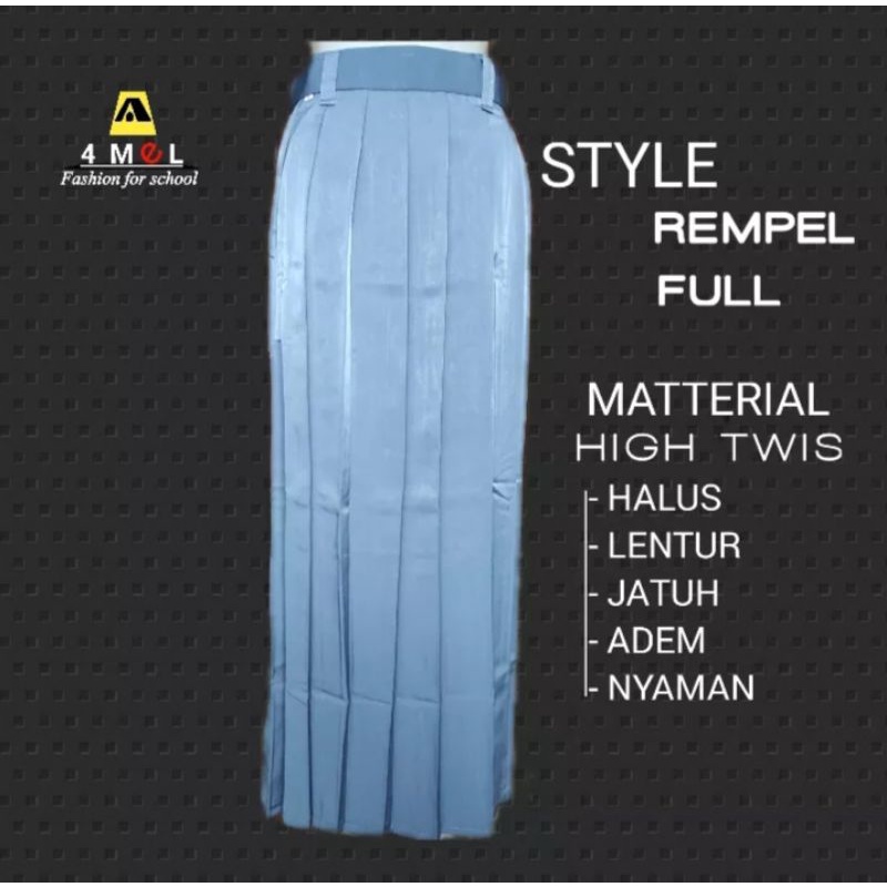 Jual ROK REMPEL FULL ABU PANJANG SERAGAM SEKOLAH SMA KAIN HIGH TWISS ...