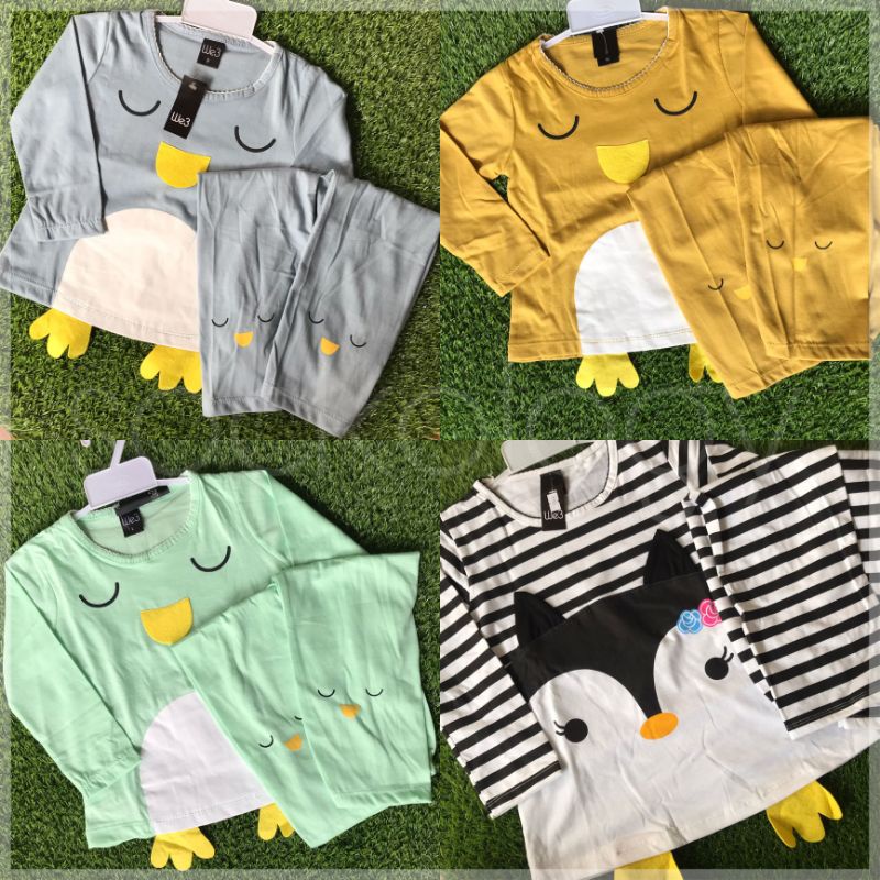 Baju tidur 1set anak 3D sablon baju celana tidur duck ayam