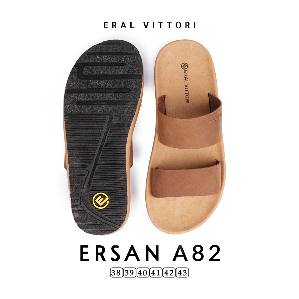 Eral Vittori - Ersan A82 Sandal Pria Kulit Harian Santai Tan