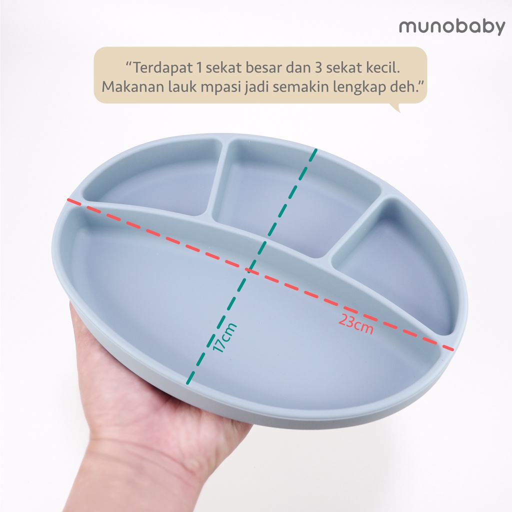 COCOMALL Piring Silikon Bayi Anti Slip (Nature Series)- Silicone Suction Plate Baby with Lid - Piring Bayi Silikon Anti Tumpah - Piring Makan Anak Sekat Tutup - Silicon Plate Baby - Piring Mpasi Anti Tumpah - Piring Makan Anak BPA Free