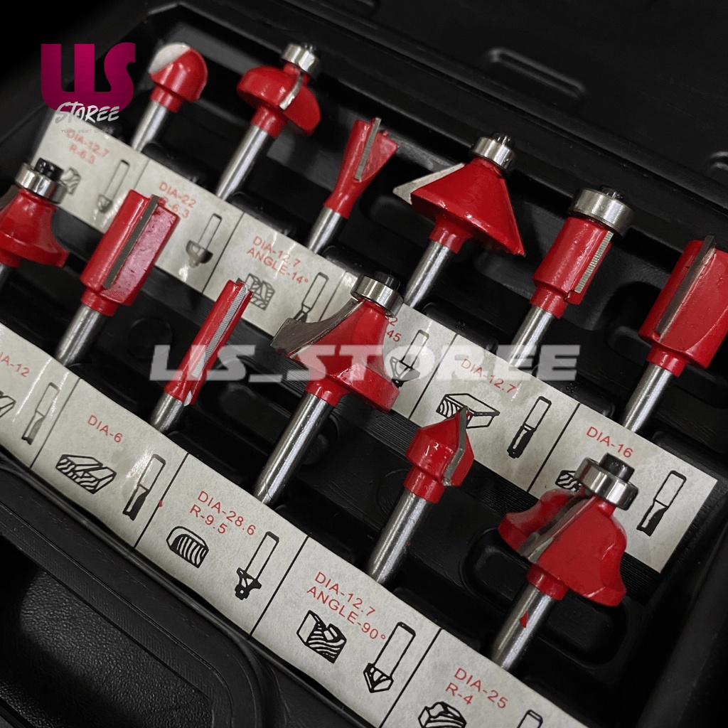 Mata Profil Kayu 1/4&quot; BELTER Mata Router Bit Set 12pcs Mata Router Trimmer Kayu