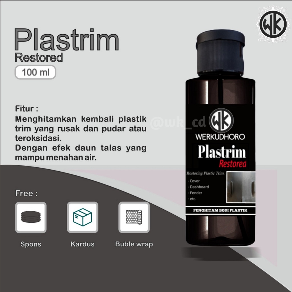 Penghitam Body Motor Permanen Plastrim Restored 100ml BONUS Spons Pad Original by WK