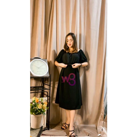 WH13 Bilqis Midi Dres Wanita Remaja korean stile