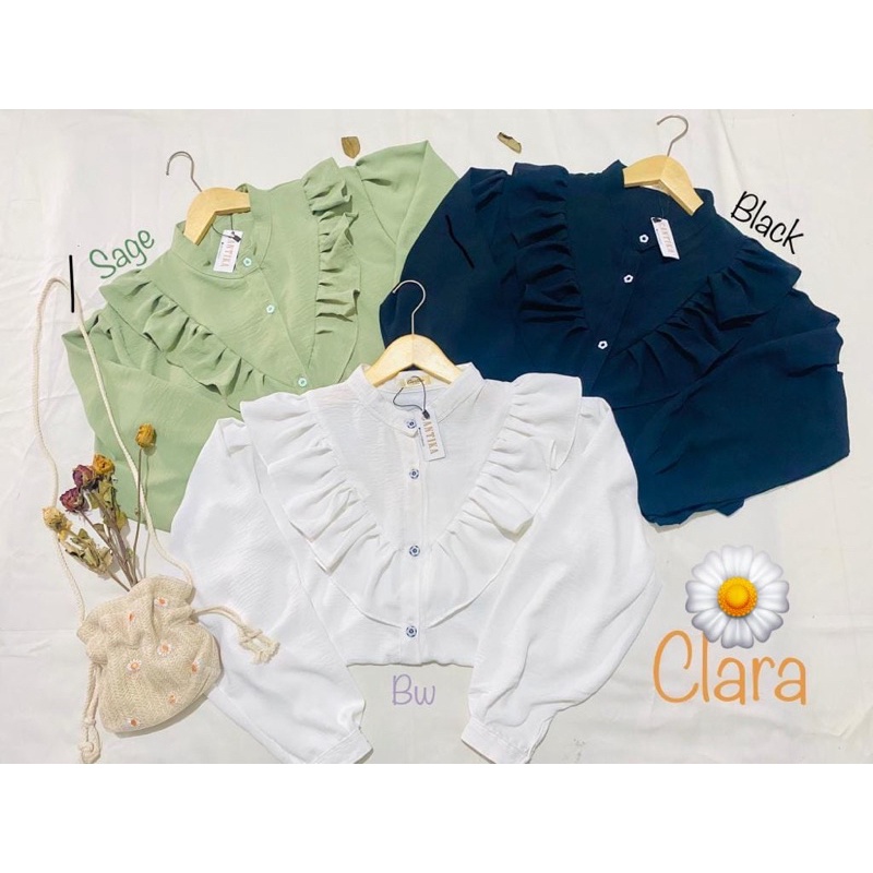 Clara blouse Baju crinkle Atasan wanita free bross cantik