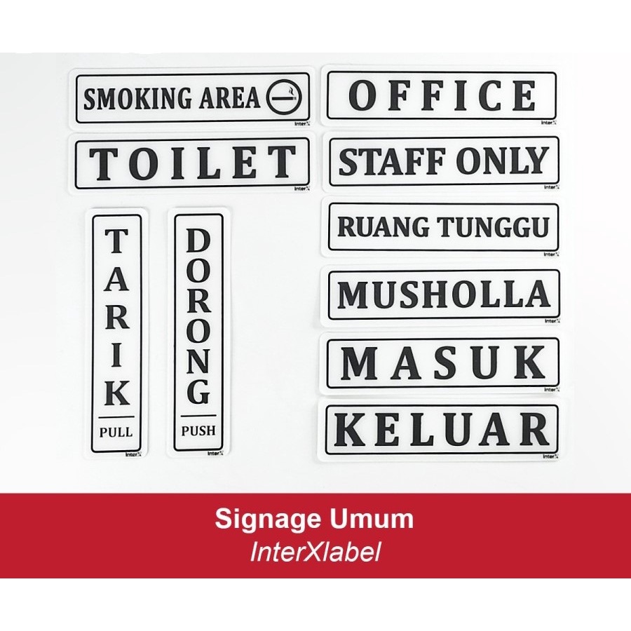 

Papan tanda signage masuk,keluar,tarik,dorong,toilet dll