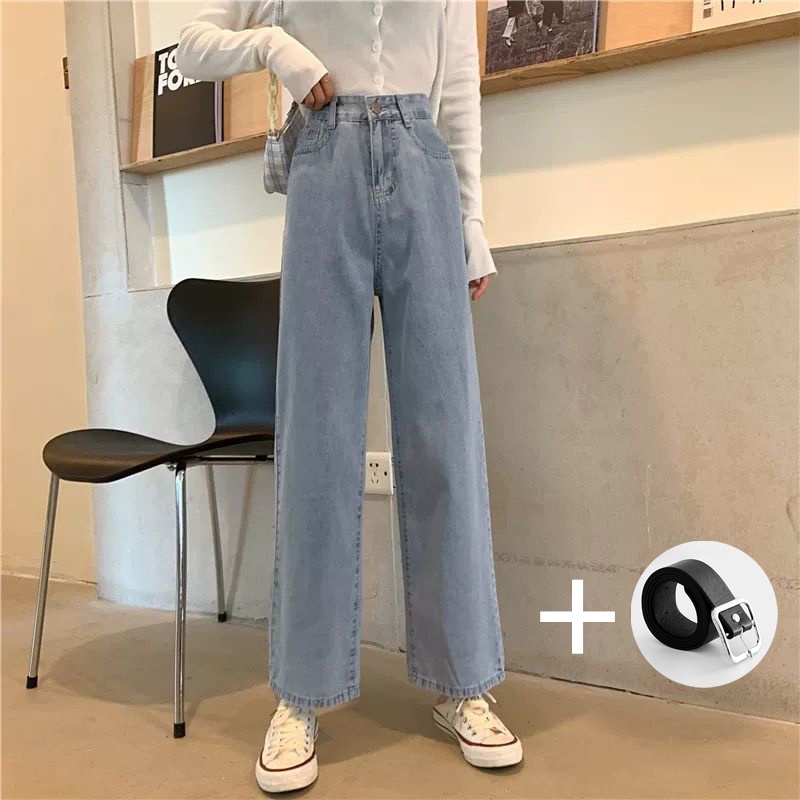 ✅COD korean style new Biru salju high waist jeans wanita import kekinian