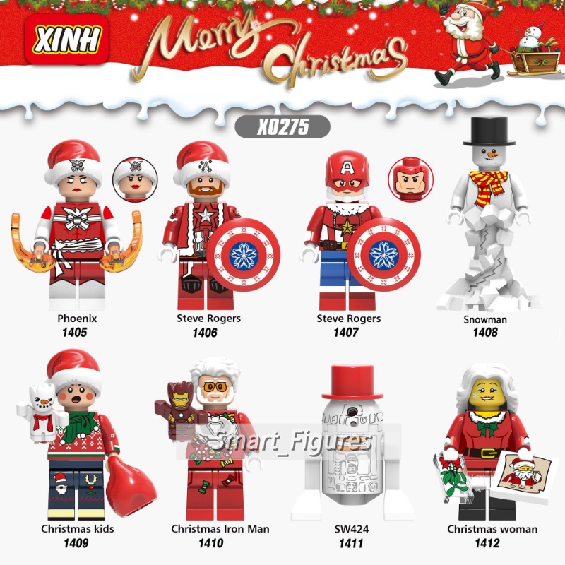 Mainan Figure Mini Manusia Salju Santa Claus Granny Santa Claus Iron Man Deadpool Thor Untuk Hadiah Natal