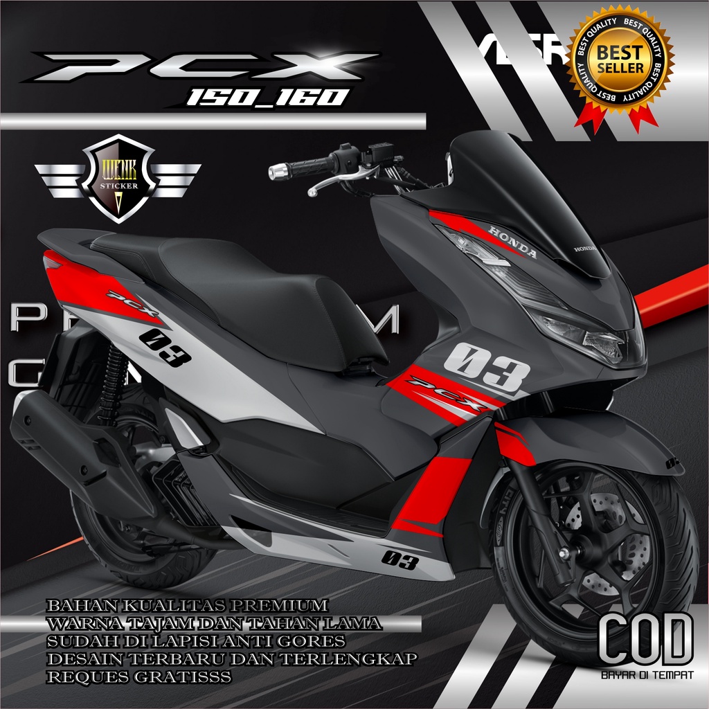 DECAL STICKER PCX BLACK 150_160 Desain ROAD RACE, GP