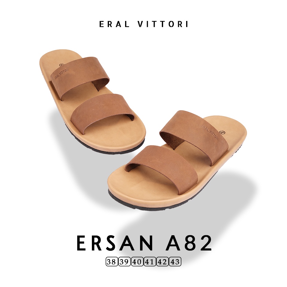 Eral Vittori - Ersan A82 Sandal Pria Kulit Harian Santai Tan