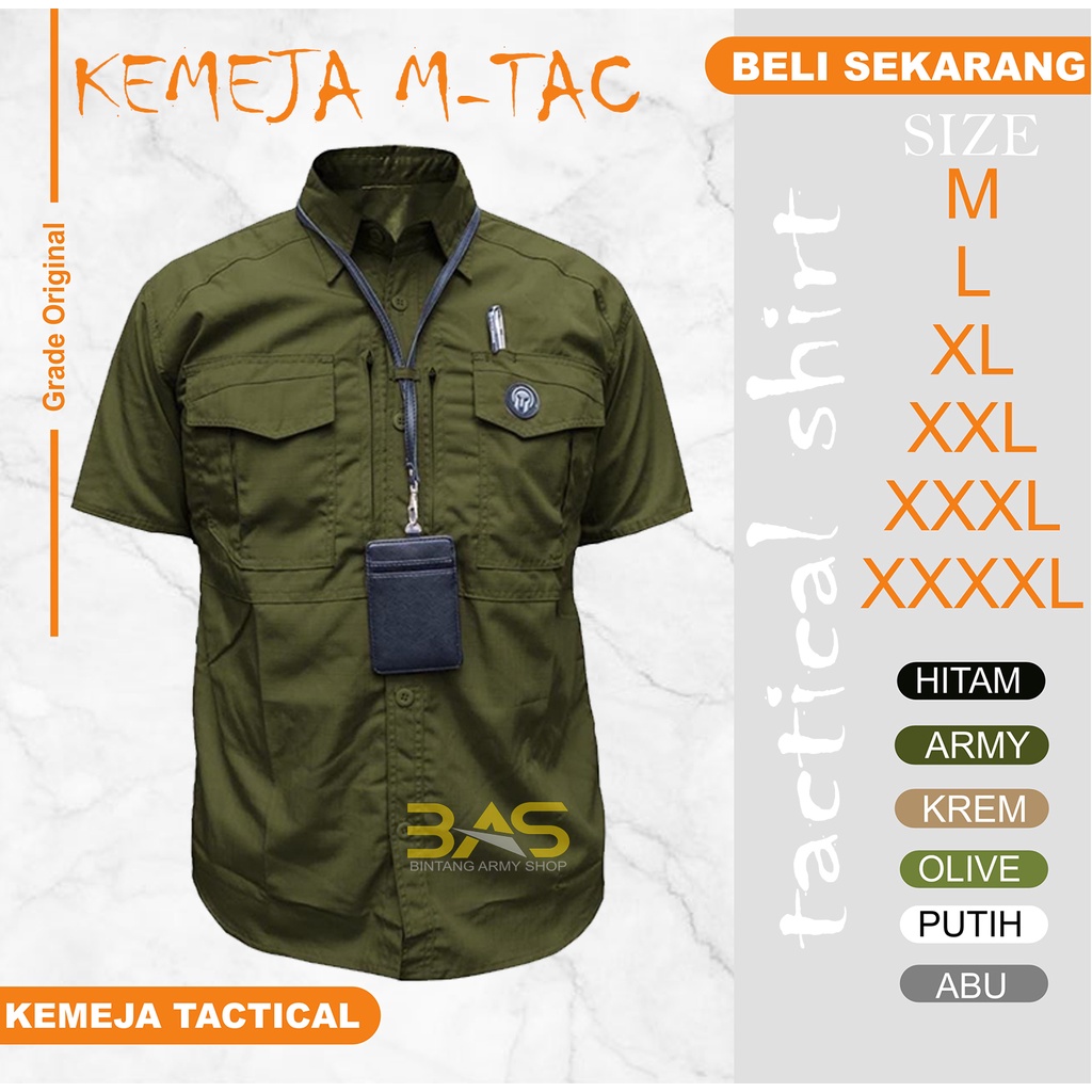 Kemeja tactical mtac lengan pendek kemeja casual pria kemeja outdoor kemeja lapangan