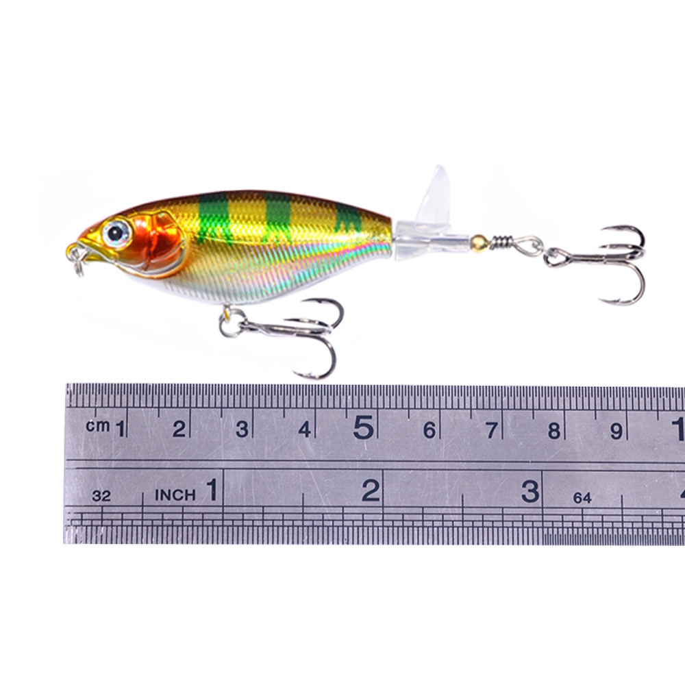 Hengjia 1pc Umpan Pancing Whopper Plopper Hardlure Pencil Bait Bentuk Ikan Imitasi 75mm 6.5g Topwater Poppler Artificial Soft Roating Tail Bait Dengan Ekor Berputar