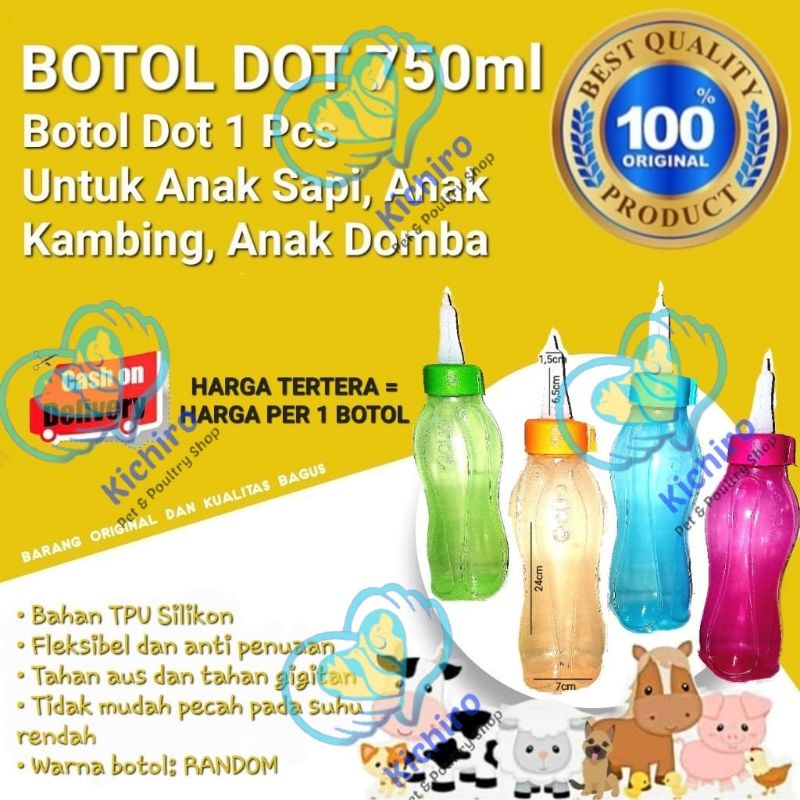 Botol Dot Silicon isi 750 ml Botol Susu Dengan Dot Silikon Untuk Anak Sapi / Pedet, Anak Kambing / C