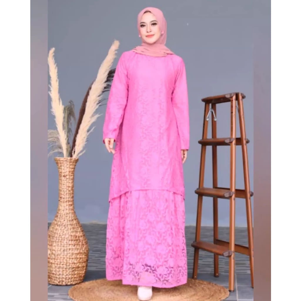 Cessaria Maxy Baju Wanita Gaun Pesta Muslimah Dress Kondangan Jumbo Gamis Brukat Kekinian Fashion Wanita Terbaru