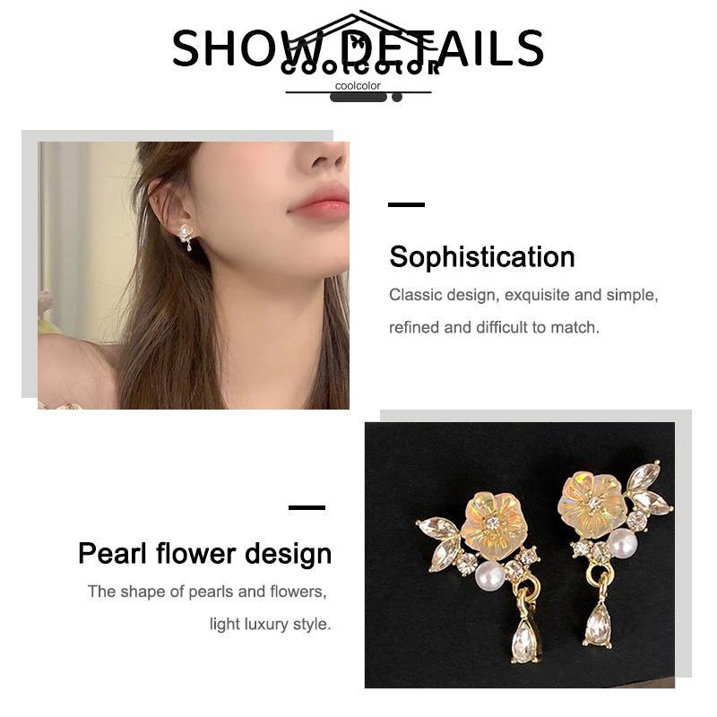 COD❤️1 Pasang Anting Giwang Model Bunga Gaya Retro Elegan Dengan Berlian Imitasi Untuk Wanita Fashion Wanita Sederhana Aksesoris Perhiasan Hadiah Ulang Tahun