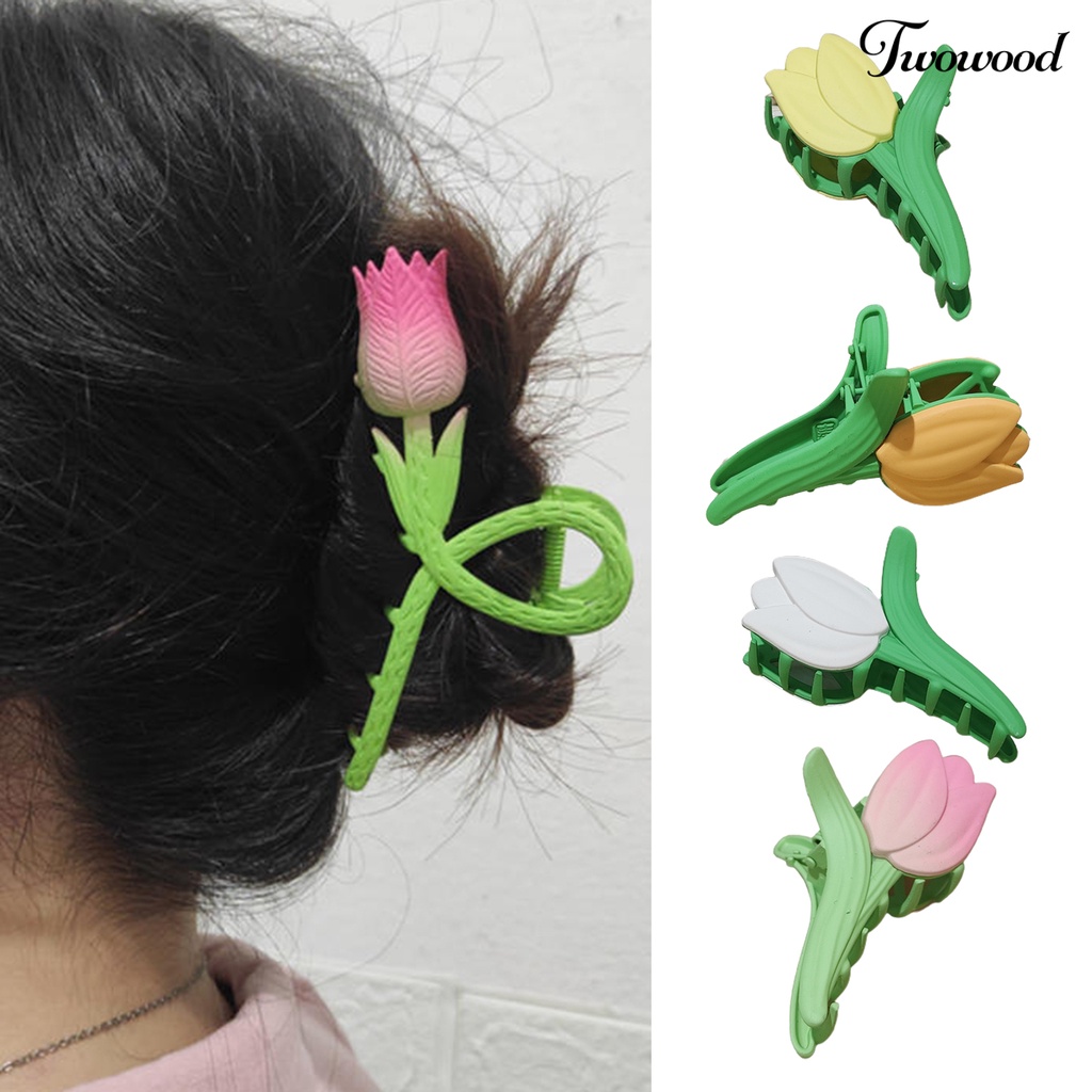 Jepit Rambut Model Cakar Desain Bunga Tulip Ukuran Besar Non slip Untuk Wanita