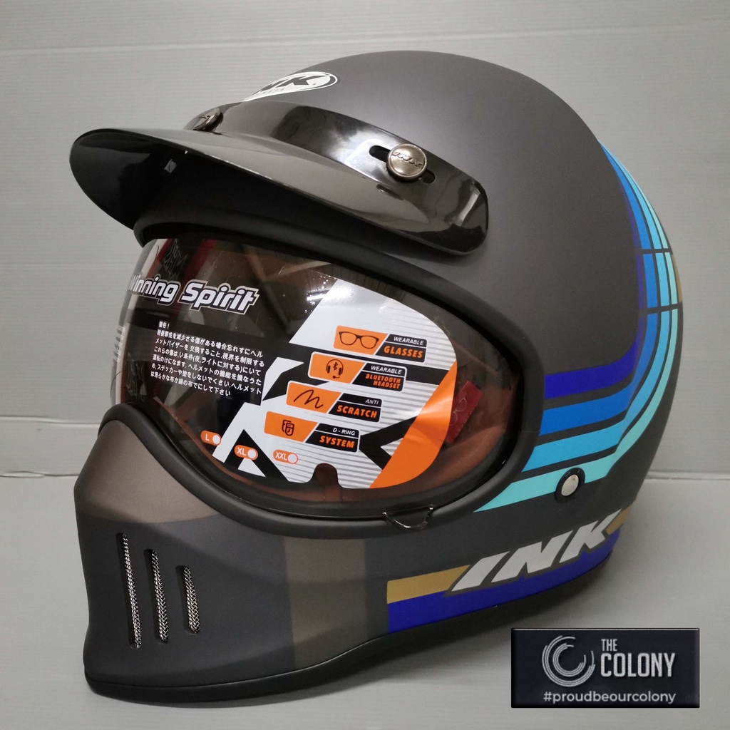 Helm Ink Trooper Borderline - Matt Anthracite/Blue