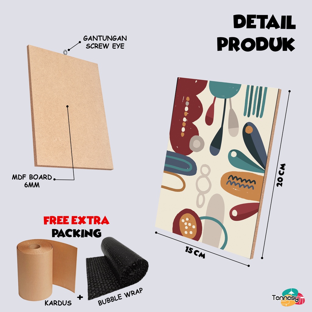 TENNESY HIASAN DINDING ABSTRACT AESTETIK 15x20CM WALL DECOR PAJANGAN KAYU DEKORASI DINDING KAMAR TIDUR RUMAH