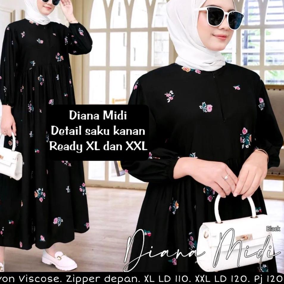 [RF1279]❊ Midi Dress Motif Original - Home Dress Busui Rayon Viscose Premium - Kalana Anira Bunga Ga