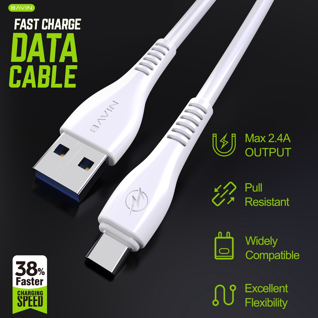 BAVIN CB195 Kabel Data USB Type C Micro Lightning iPhone Fast Charging 2.4A USB Kabel Cas HP