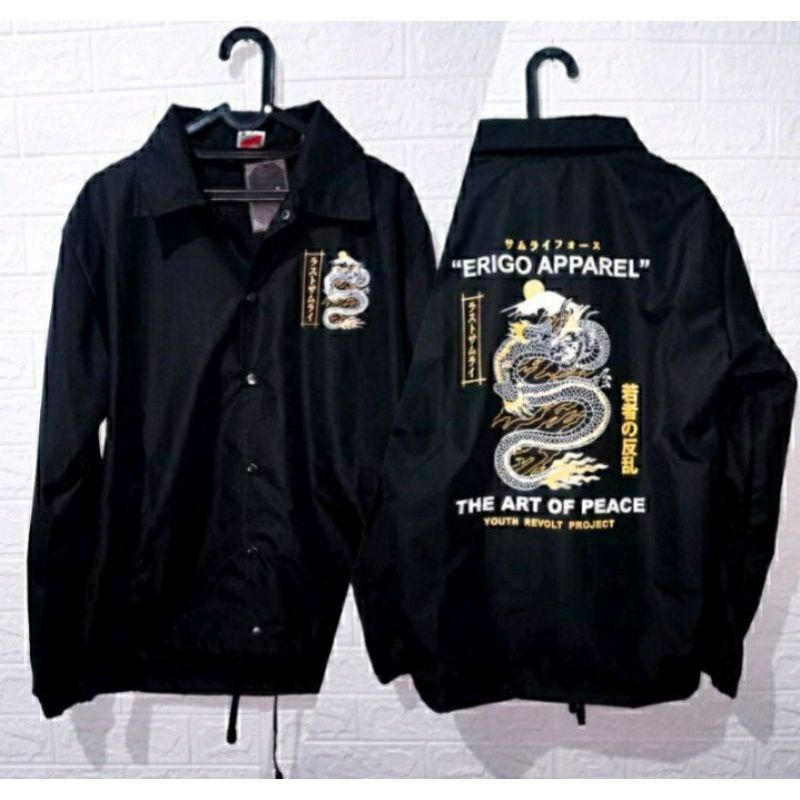 jaket coach parasut naga hitam/jaket coach pria murah anime keren