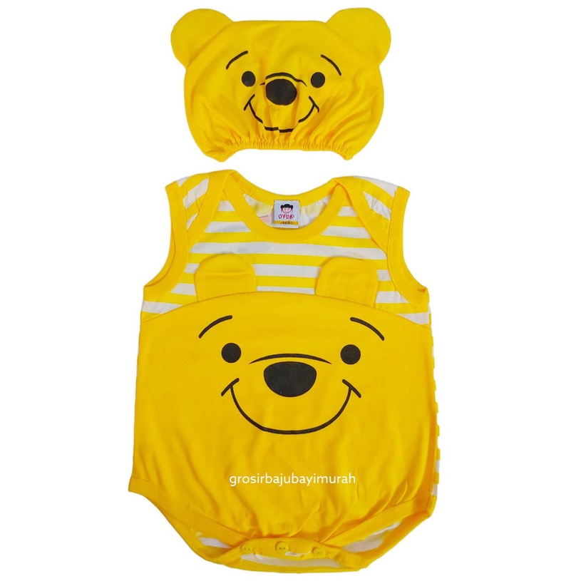 1 SET jumper + topi bayi karakter 1-12 bulan