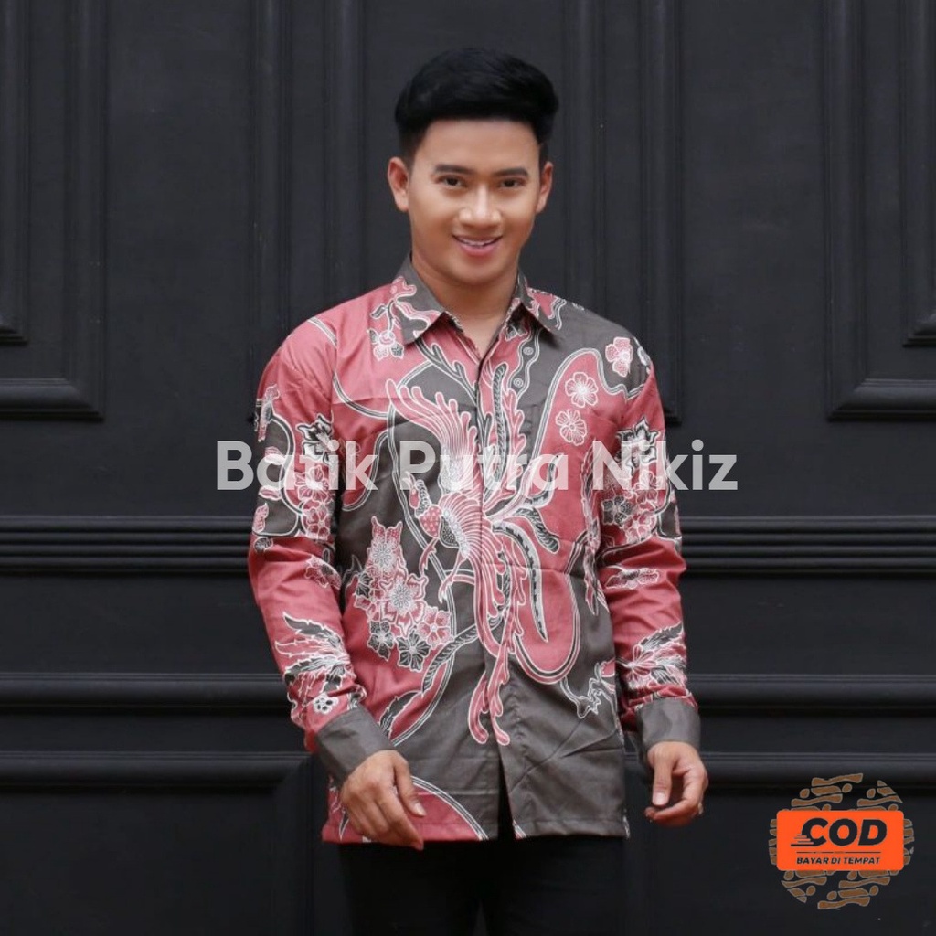KEMEJA HEM BATIK PRIA MODIS LENGAN PANJANG M L XL XXL (COD)