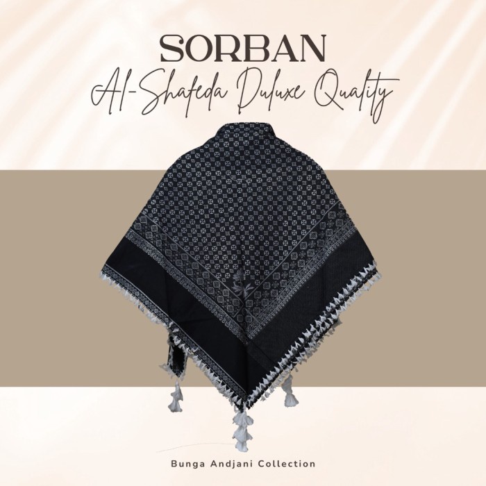 Sorban sorban shawls tudung sraves al shafeda warna hitam motif - 1(I9E2) Sorban Wadimor BISA COD So