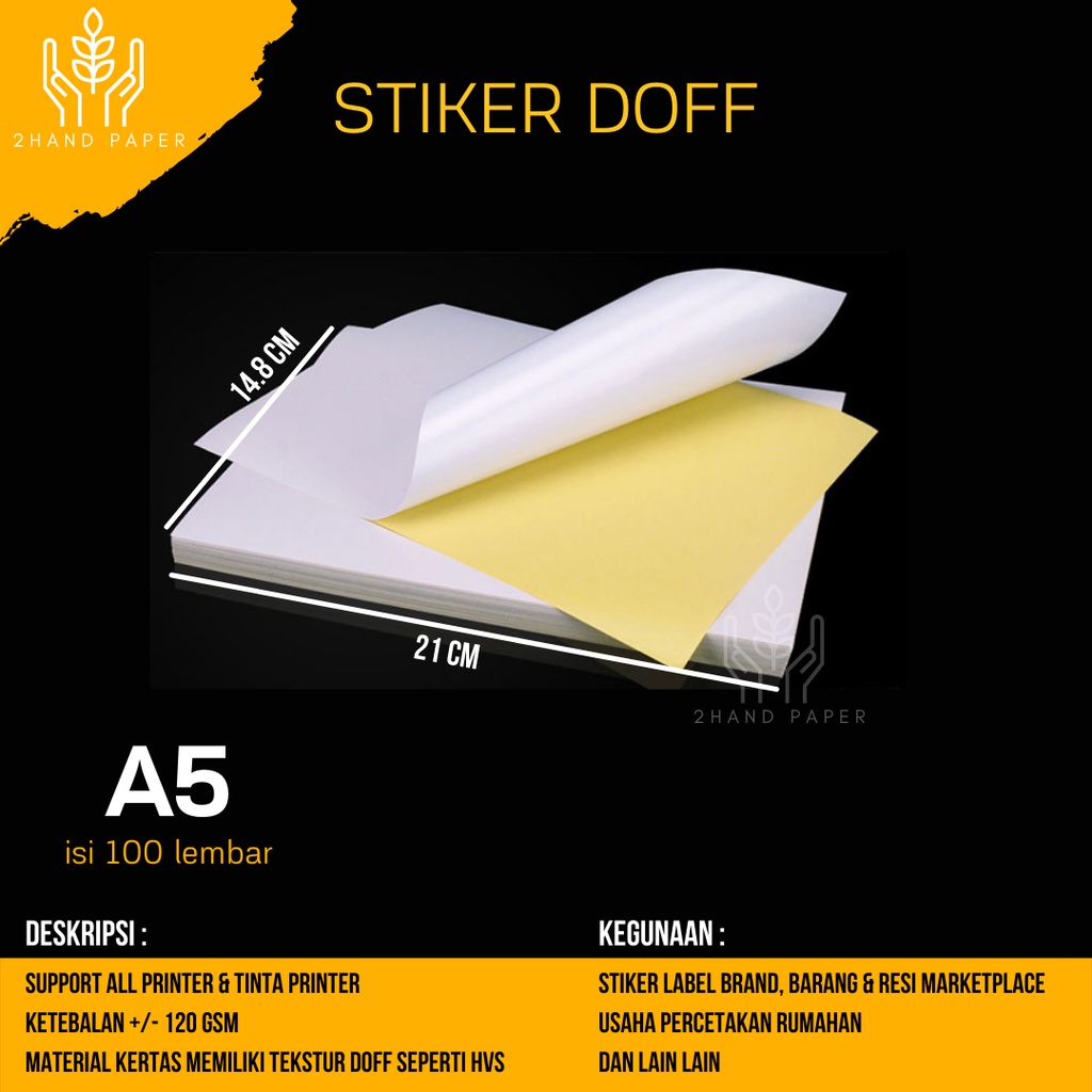 Kertas Sticker HVS A5 isi 100 lembar / Kertas Stiker HVS A5